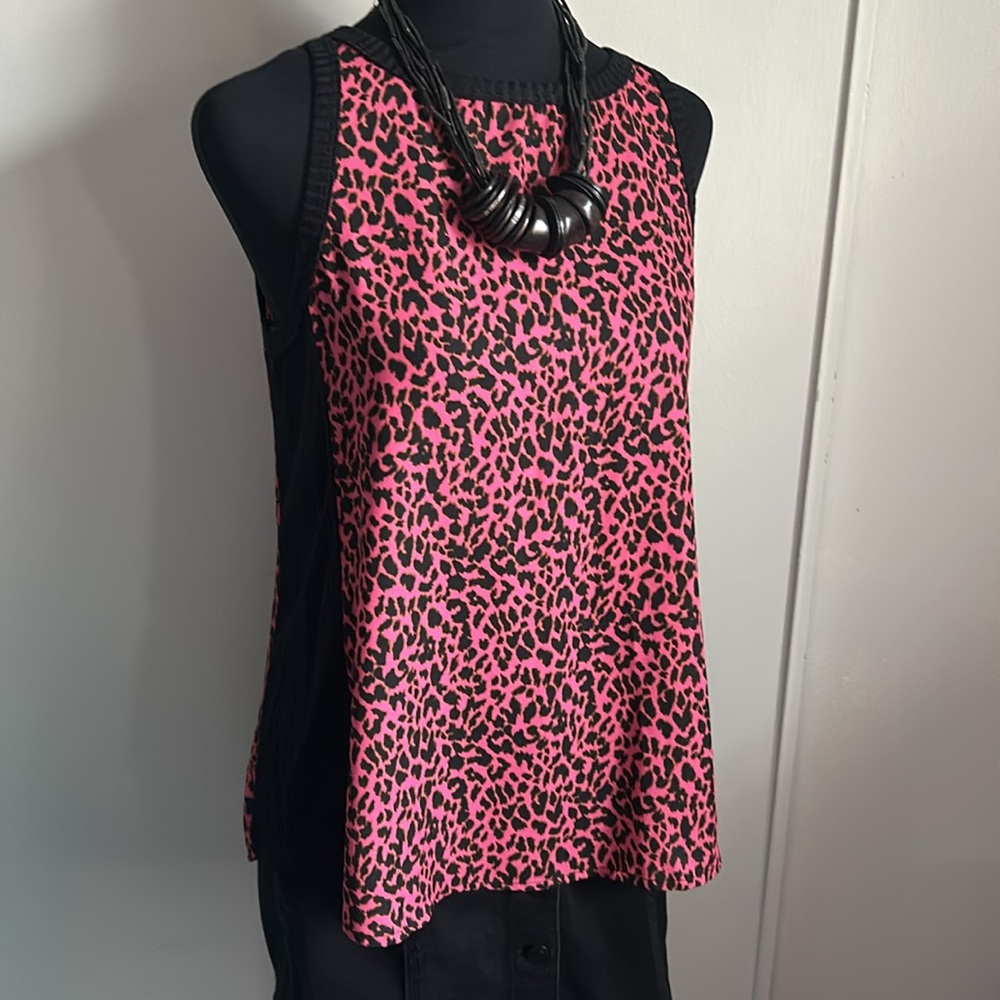New Allison Joy From Evereve Women’s Sleeveless Bright Bold Animal Print Top